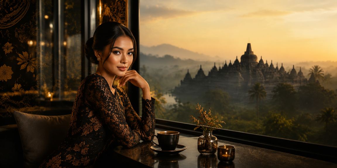 Pengguna menikmati minuman kopi sambil mengecek bonus VIP di ponsel