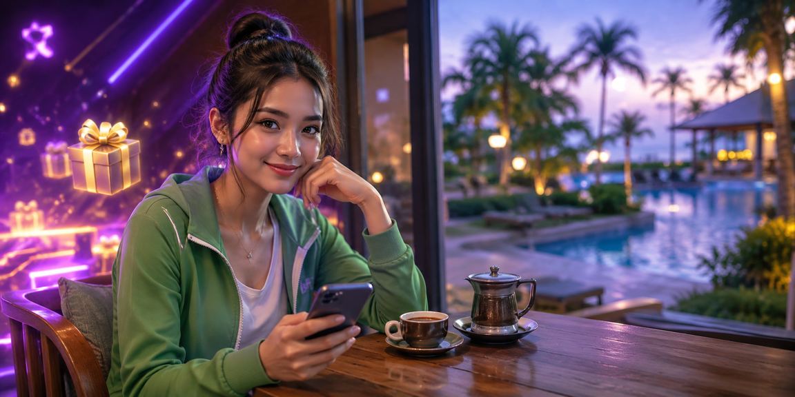 Pengguna menikmati taruhan casino online melalui ponsel di kedai kopi dengan jaringan stabil