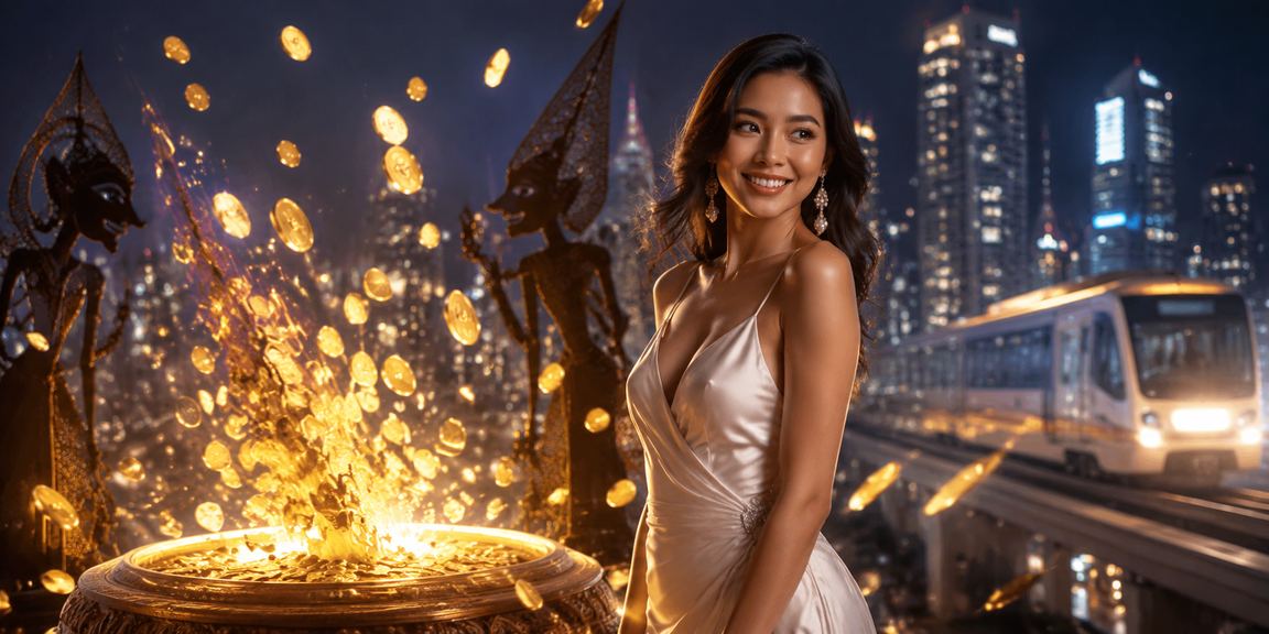 Suasana neon gemerlap meja casino online yang elegan